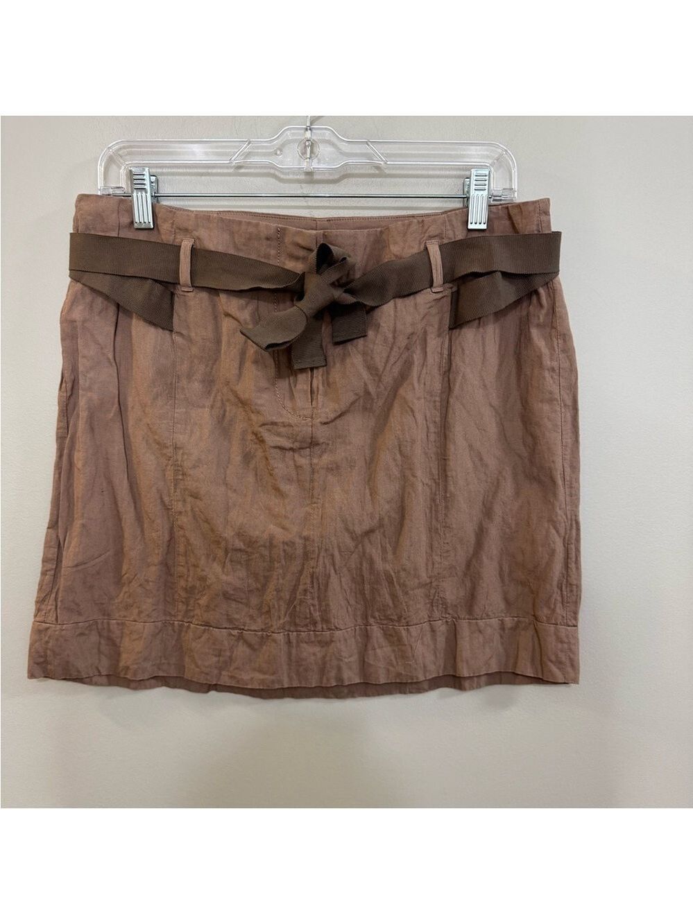NWT Ann Taylor Loft Tie Waist Brown Mini Skirt. Size 6
